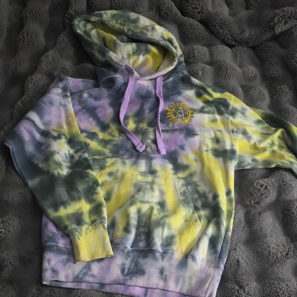 Tie-Dye Hoodie with Embroidered Logo